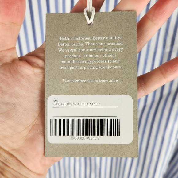 NWT Everlane Blue Stripe Button Up Collared PJ Pajama Shirt sz XS,S,M - Picture 7 of 7